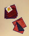 Carmenita cocktail napkins, corduroy and denim linen set of 4