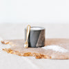 Soapstone salt well with brass spoon, storm color