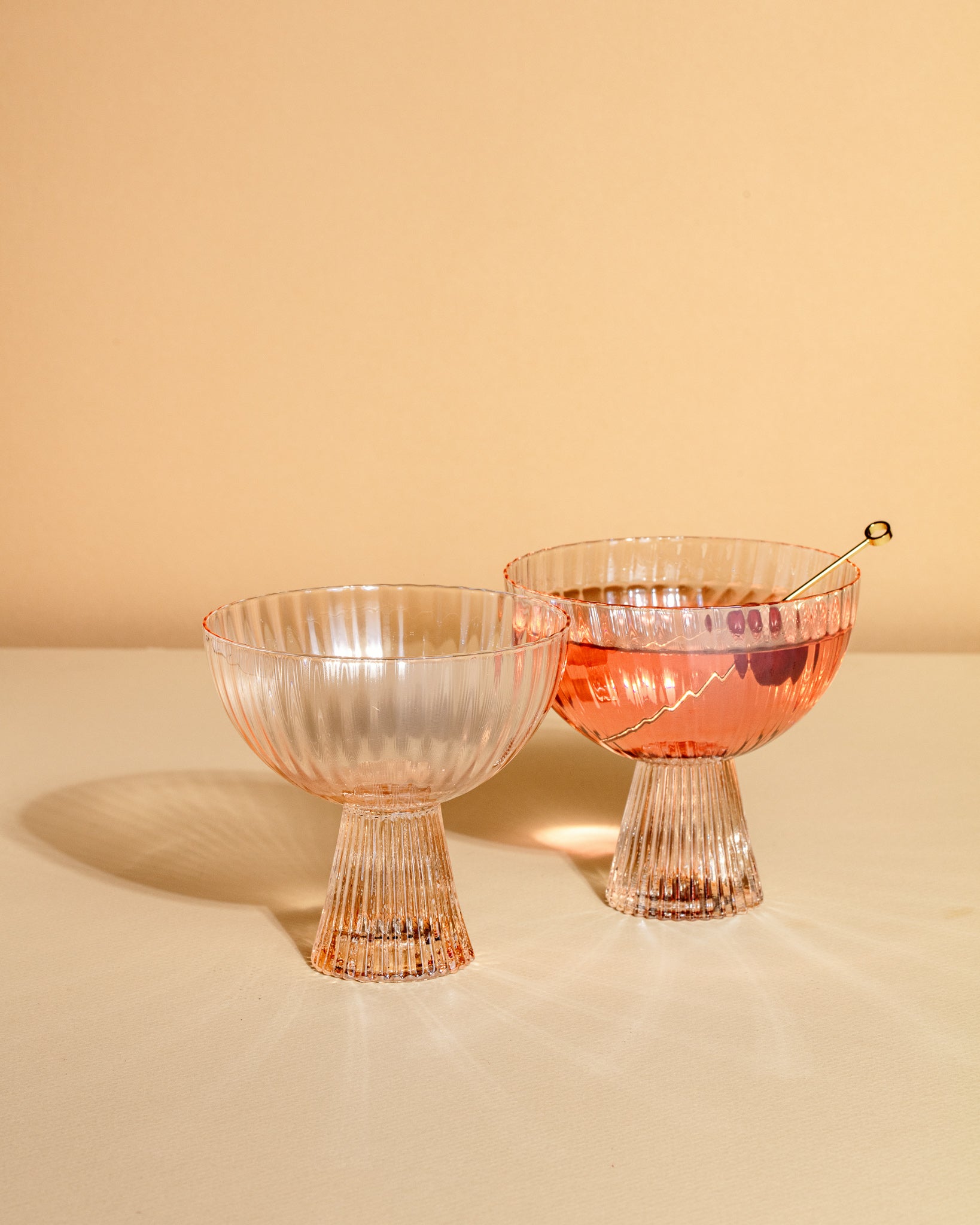 Beveled Coupe Glass - Peach