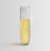 Modern stemless hammered glass champagne flutes.